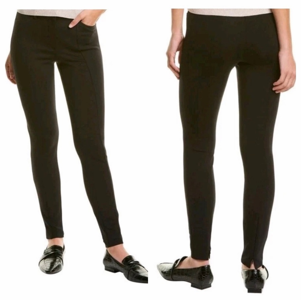 Theory Core Scuba Seam Trouser Womens Size 8 Black Stretch Pull On Ankle Zip